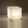 modern snow white natural alabaster cube table lamp
