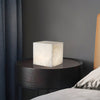 modern snow white natural alabaster cube table lamp