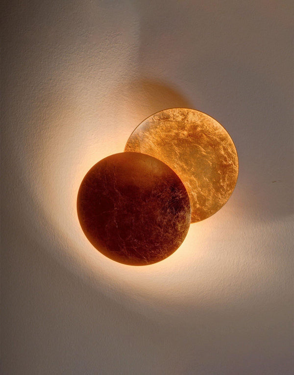 modern steel disc wall lamp with integrated led