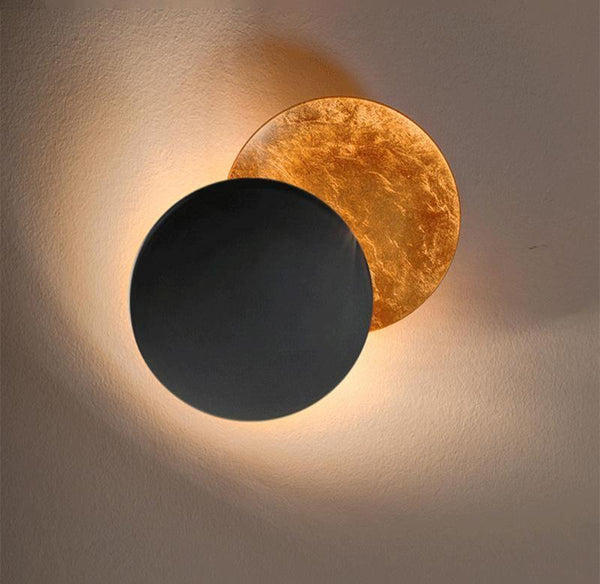 modern steel disc wall lamp with integrated led