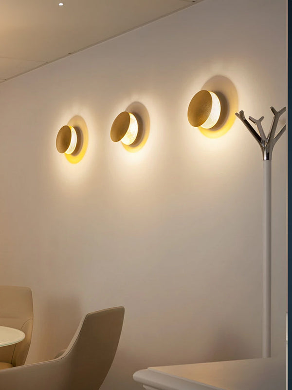 modern steel disc wall lamp with integrated led