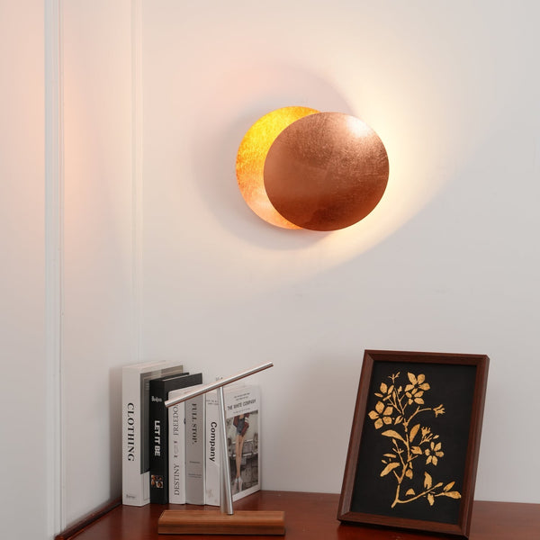 modern steel disc wall lamp with integrated led