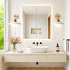 modern travertine disc wall sconce black gold