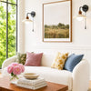 modern travertine disc wall sconce black gold