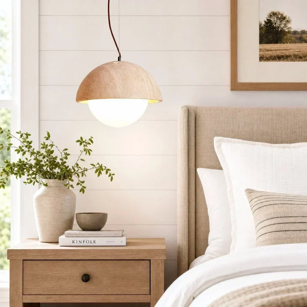 modern travertine dome pendant lamp
