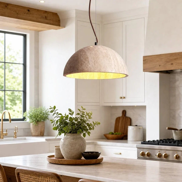 modern travertine dome pendant lamp
