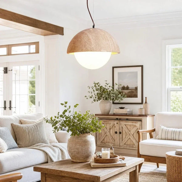 modern travertine dome pendant lamp