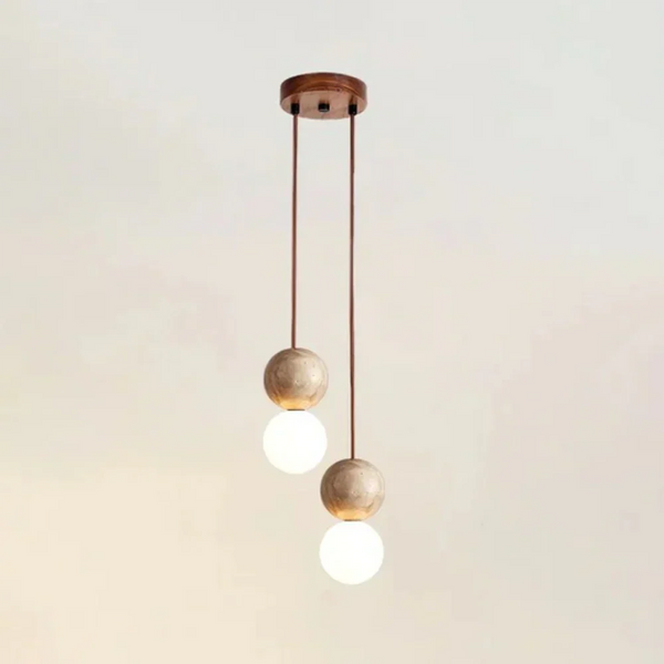 modern travertine frosted glass globe pendant light