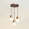 modern travertine frosted glass globe pendant light