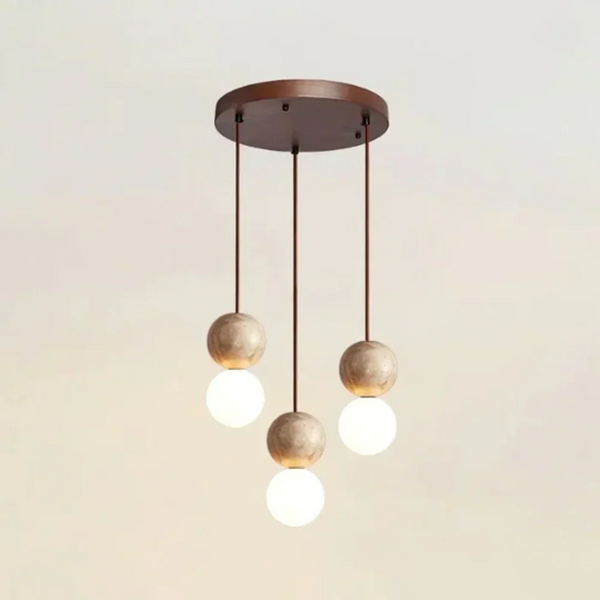 modern travertine frosted glass globe pendant light