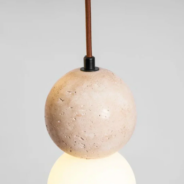 modern travertine frosted glass globe pendant light