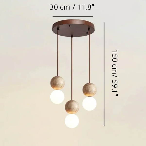 modern travertine frosted glass globe pendant light