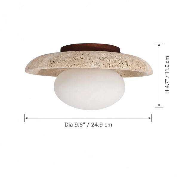 modern travertine glass dome flush mount ceiling light