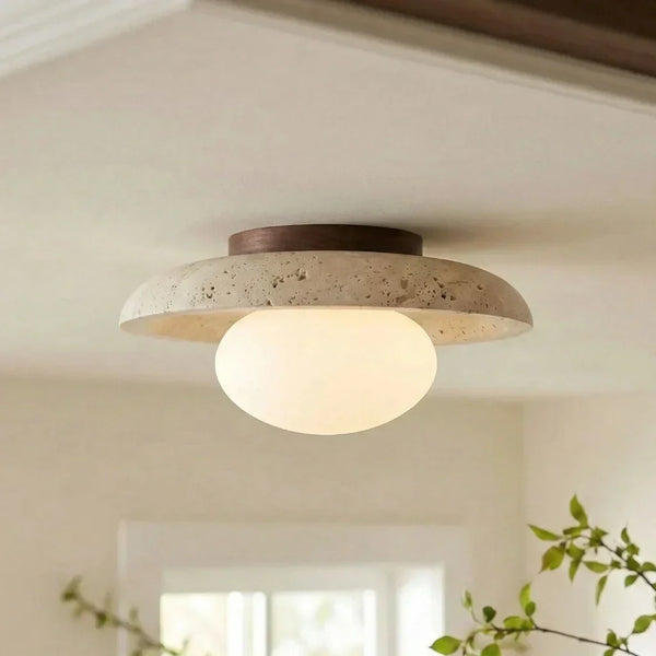 modern travertine glass dome flush mount ceiling light