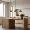 modern travertine walnut multi light pendant lamp