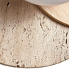 modern travertine wood double globe wall sconce