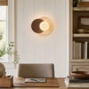 modern travertine wood double globe wall sconce