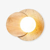 modern travertine wood double globe wall sconce