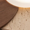modern travertine wood double globe wall sconce