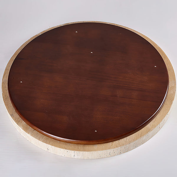 modern travertine wood flush mount ceiling light 2
