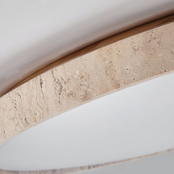 modern travertine wood flush mount ceiling light 2