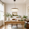 modern travertine wood round wabi sabi pendant light