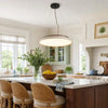 modern travertine wood round wabi sabi pendant light