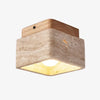 modern travertine wood square semi flush ceiling light