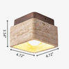modern travertine wood square semi flush ceiling light