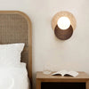 modern walnut beige travertine glass wall lamp