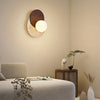 modern walnut beige travertine glass wall lamp
