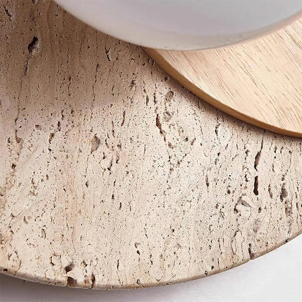 modern walnut beige travertine glass wall lamp
