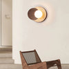 modern walnut beige travertine glass wall lamp