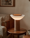 modern walnut frosted glass led table lamp