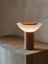 modern walnut frosted glass led table lamp