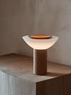 modern walnut frosted glass led table lamp