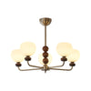 modern walnut frosted glass orb chandelier