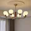 modern walnut frosted glass orb chandelier