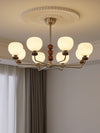 modern walnut frosted glass orb chandelier