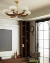 modern walnut gold glass petal chandelier