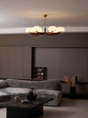modern walnut gold glass petal chandelier