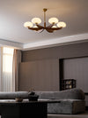 modern walnut gold glass petal chandelier