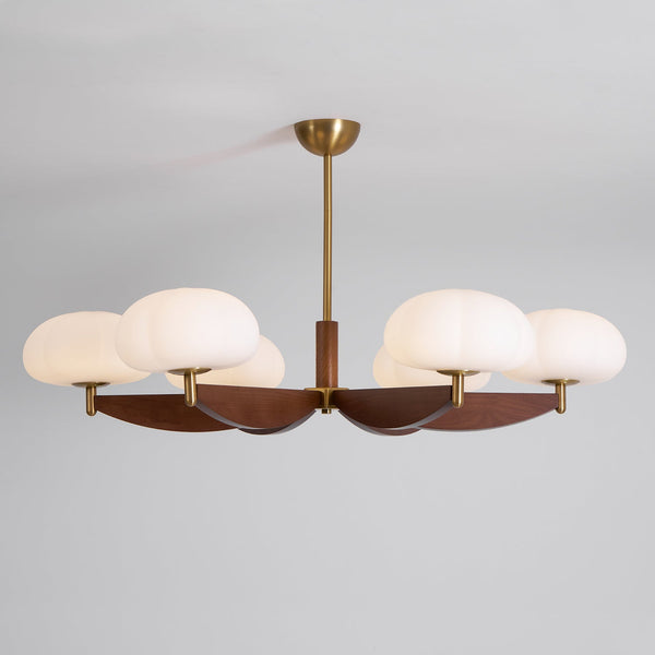 modern walnut gold glass petal chandelier