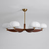 modern walnut gold glass petal chandelier