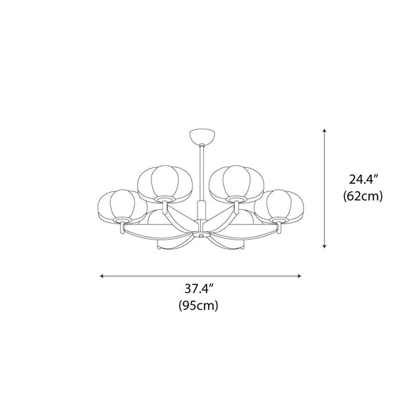 modern walnut gold glass petal chandelier