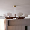 modern walnut gold glass petal chandelier