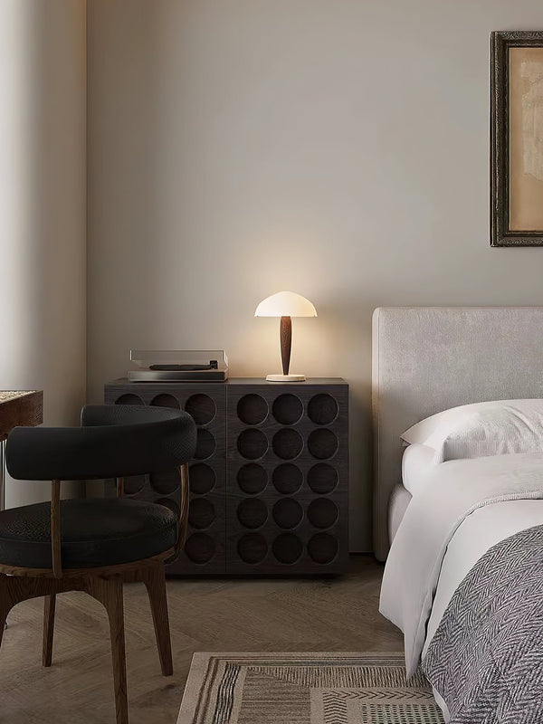 modern walnut marble dome table lamp