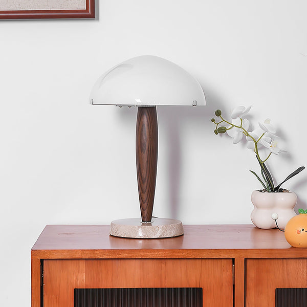 modern walnut marble dome table lamp