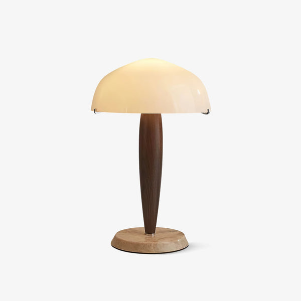 modern walnut marble dome table lamp