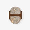modern walnut travertine disc led wall sconce